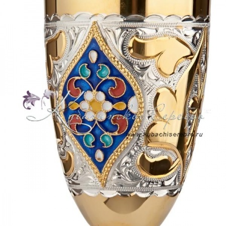 Рюмка с эмалью и позолотой на 60 мл , арт №1240 Рюмка с эмалью и позолотой на 60 мл