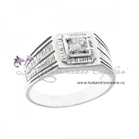 Кольцо-перстень мужской с горным хрусталем