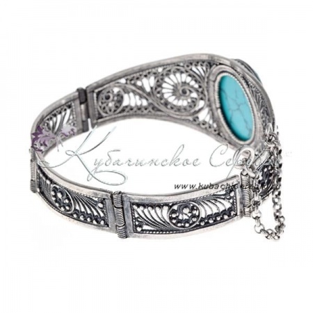 Серебряный браслет оксидированный с бирюзой