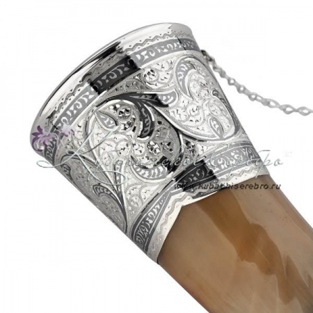 Мужской набор из серебра, кинжал+рог , арт №7180  Мужской набор из серебра, кинжал+рог