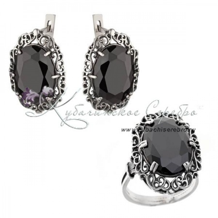 Комплект из серебра с агатом