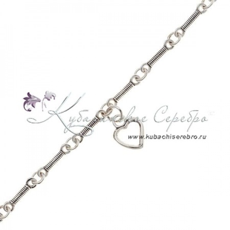 Браслет из серебра Сквозное сердце