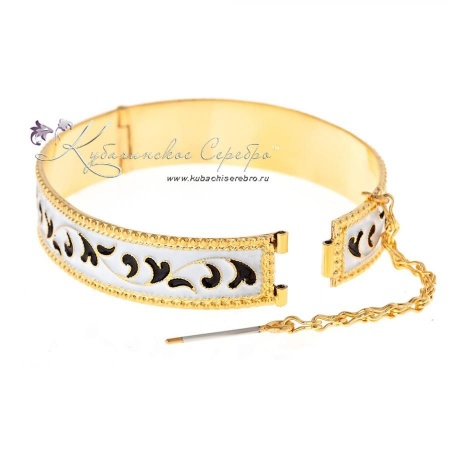 Браслет с горячей белой и черной эмалью 