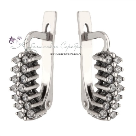 Серьги серебряные  с цирконами