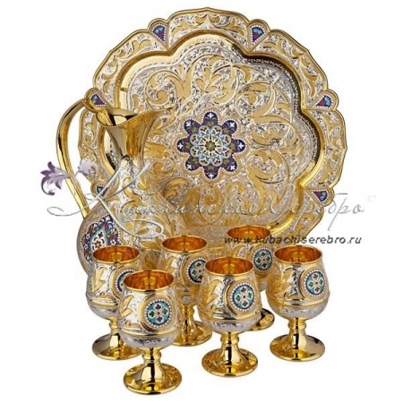 Сервиз винный с позолотой и горячей эмалью 