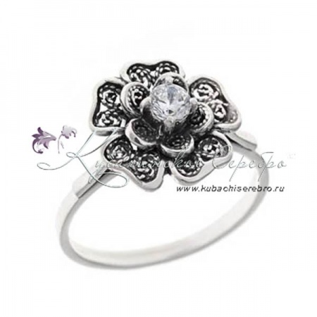 Кольцо серебряное Цветок