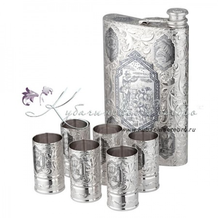 Набор фляга + 6 стопок Охотник 