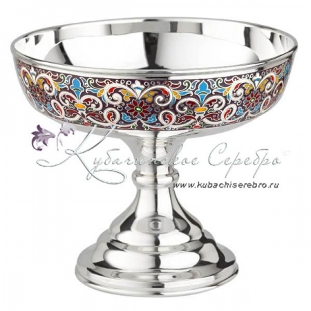 Конфетница 999 пробы с холодной эмалью , арт №6873 Конфетница 999 пробы с холодной эмалью