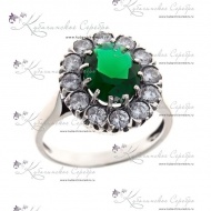Кольцо серебряное с зеленым камнем 6831