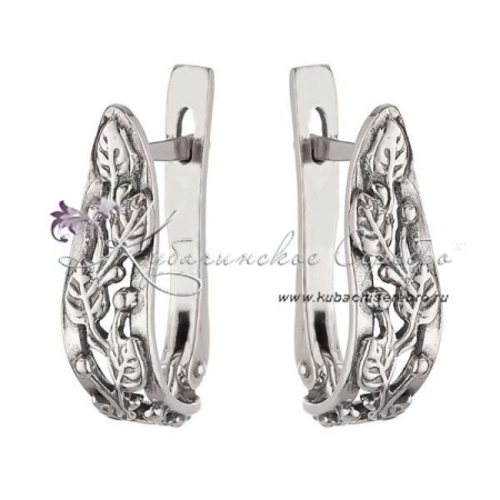 Серьги из серебра Листья