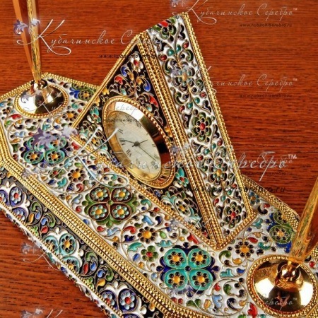 Набор настольный из серебра с горячей эмалью!