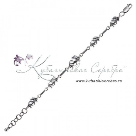 Серебряный браслет Слоники 1
