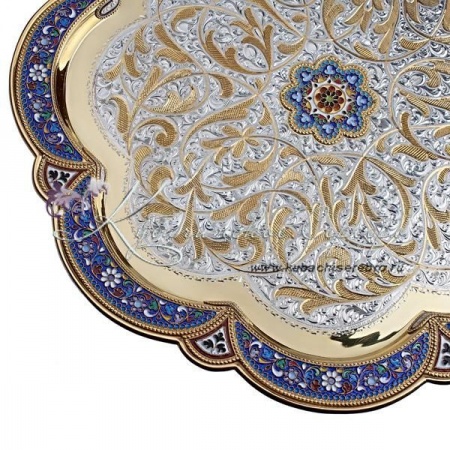 Поднос из серебра с горячей эмалью!