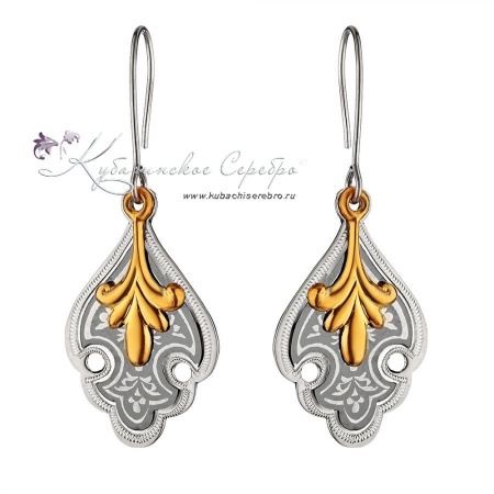 Серьги с чернением и позолотой 