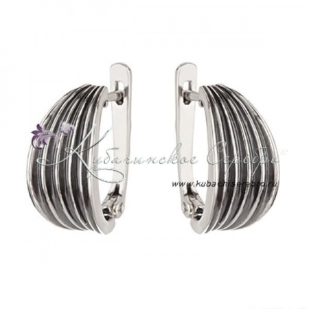 Серьги с оксидированием Волна