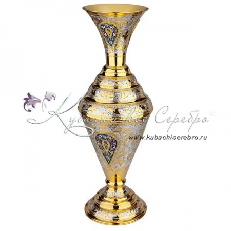 Ваза  с позолотой  и горячей эмалью , арт №4063 Ваза  с позолотой  и горячей эмалью