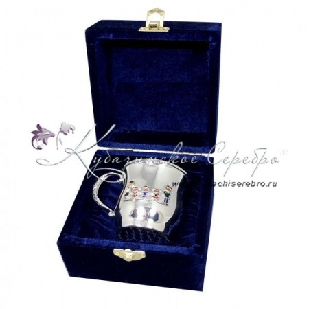 Кружка Семья с эмалью, 925 пробы на 150 мл 