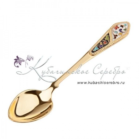 Ложка чайная с позолотой и горячей эмалью
