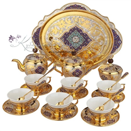 Сервиз чайный с горячей эмалью