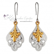 Серьги без черни с позолотой  6988/1 