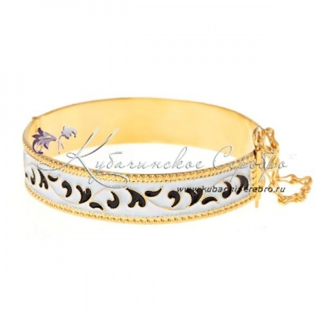 Браслет с горячей белой и черной эмалью 