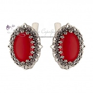 Серьги из серебра с кораллом 3573 