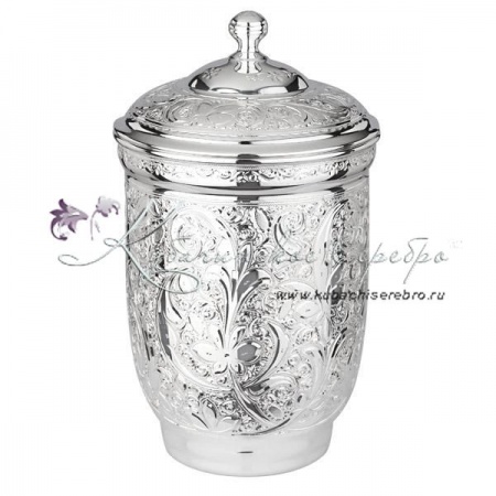 Большой стакан с крышкой из серебра 999 пробы на 970 мл 