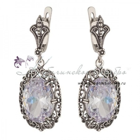 Серебряные серьги с горным хрусталем