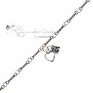 Браслет серебряный "Сердце и замочек"  3734 