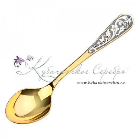 Ложка чайная Кубачи с позолотой 