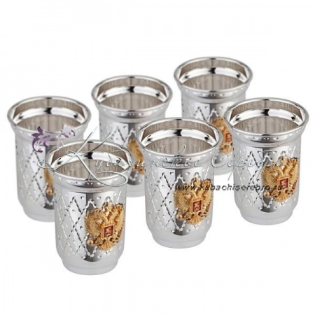 Набор стопок с алмазной огранкой   Набор стопок с алмазной огранкой  Россия 999 пробы на 65 мл