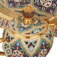 Сервиз чайный с позолотой и круговой горячей эмалью , арт №8224