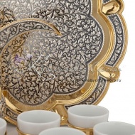 Сервиз кофейный с позолотой и чернением на 8 персон , арт №6870