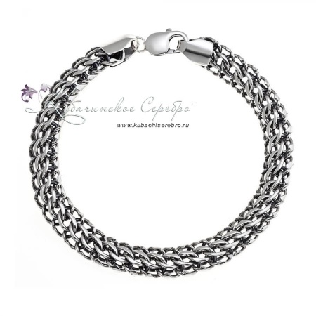 Браслет серебряный Кобра, ширина 1 см 