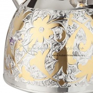 Позолоченный чайник со свистком на 2200 мл, арт №4930