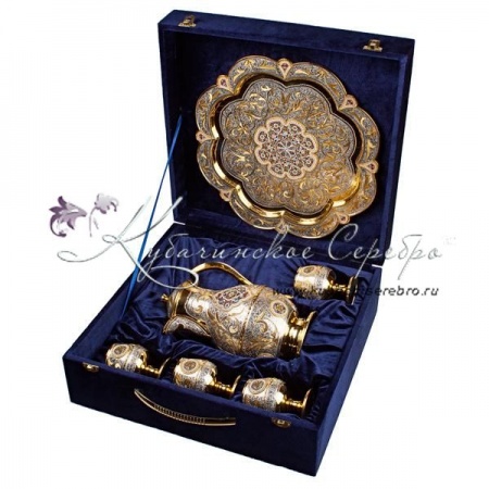 Сервиз из серебра с горячей эмалью!