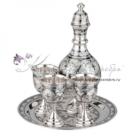 Мини сервиз на троих с чернением , арт №8343 Мини сервиз на троих с чернением