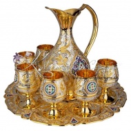 Сервиз винный с позолотой и горячей эмалью , арт №7124
