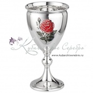 Фужер "Роза" 999 пробы с холодной эмалью на 185 мл (Новинка) 6791