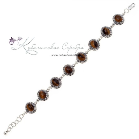 Браслет серебряный, камень тигровый глаз (Новинка)