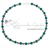 Бусы серебряные с бирюзой 8362/5
