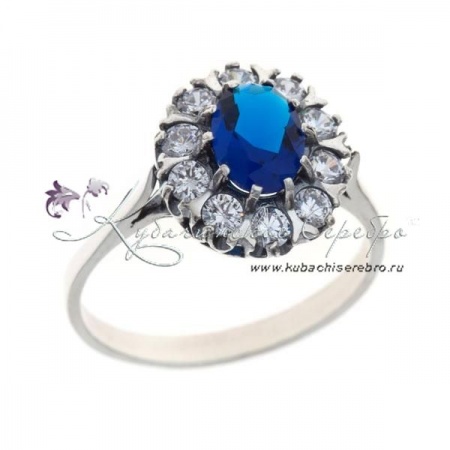 Кольцо серебряное с синим камнем