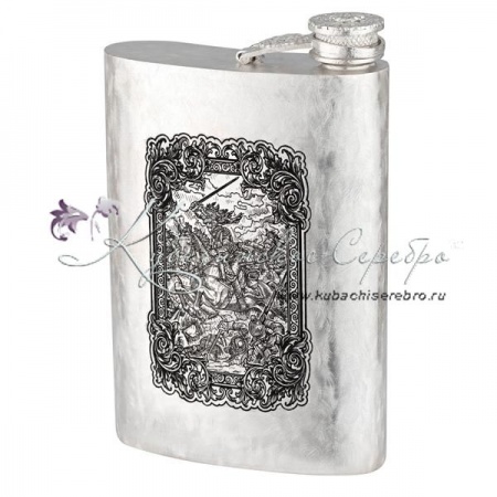 Фляга серебряная Всадник & Корабль на 220 мл 