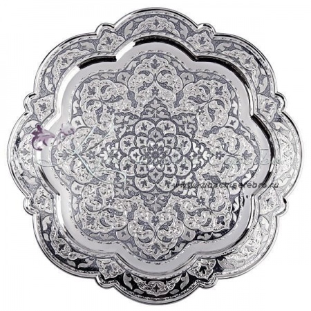 Поднос серебряный с чернением