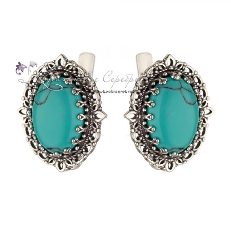 Серьги серебряные с бирюзой