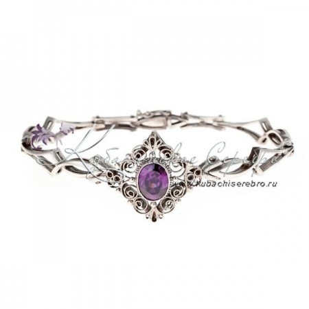 Серебряный браслет с аметистом