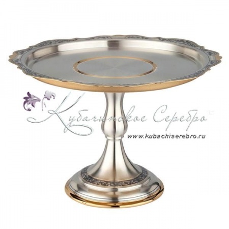 Тортница 925 пробы с позолотой 