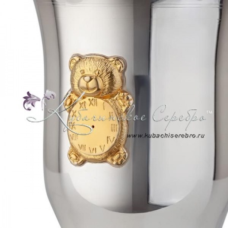 Стакан с позолотой Мишутка 999 пробы на 150 мл 
