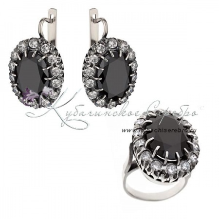 Комплект из серебра с агатом , арт №3901 Комплект из серебра с агатом