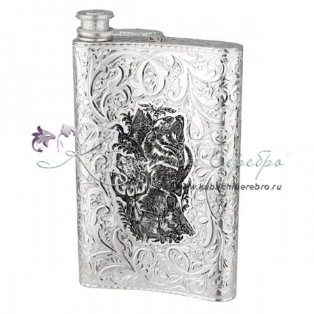 Фляга серебряная Охотник на 550 мл 